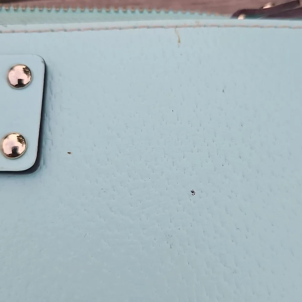Kate Spade Blue Leather Zip Around Wallet Wristlet